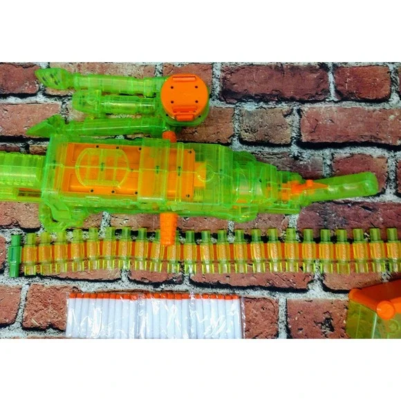 Nerf Vulcan EBF-25 Sonic Green! Complete! 30 New Glow Darts! V25